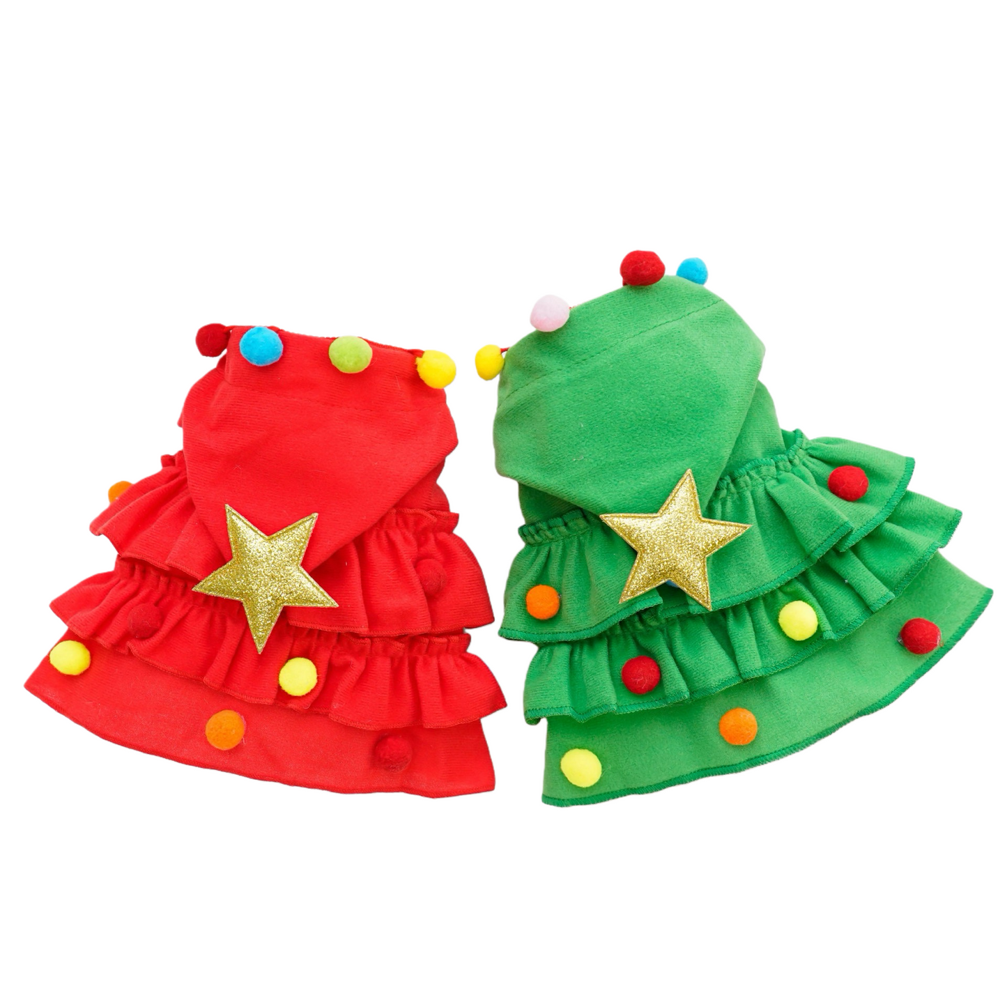 Starry Christmas Pet Pom-Pom Riding Hood - Green