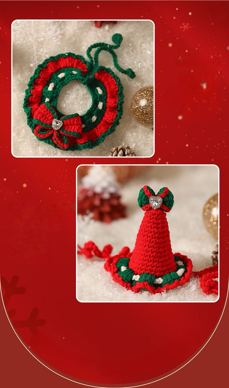Christmas Knitted Pet Collar Accessory