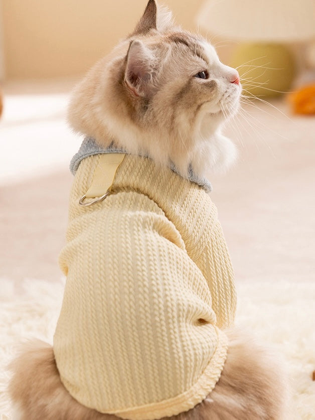 Creamy Yellow Pet Collar Cardigan