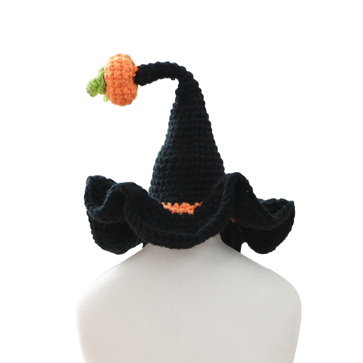 Black Crochet Halloween Witch Pet Hat