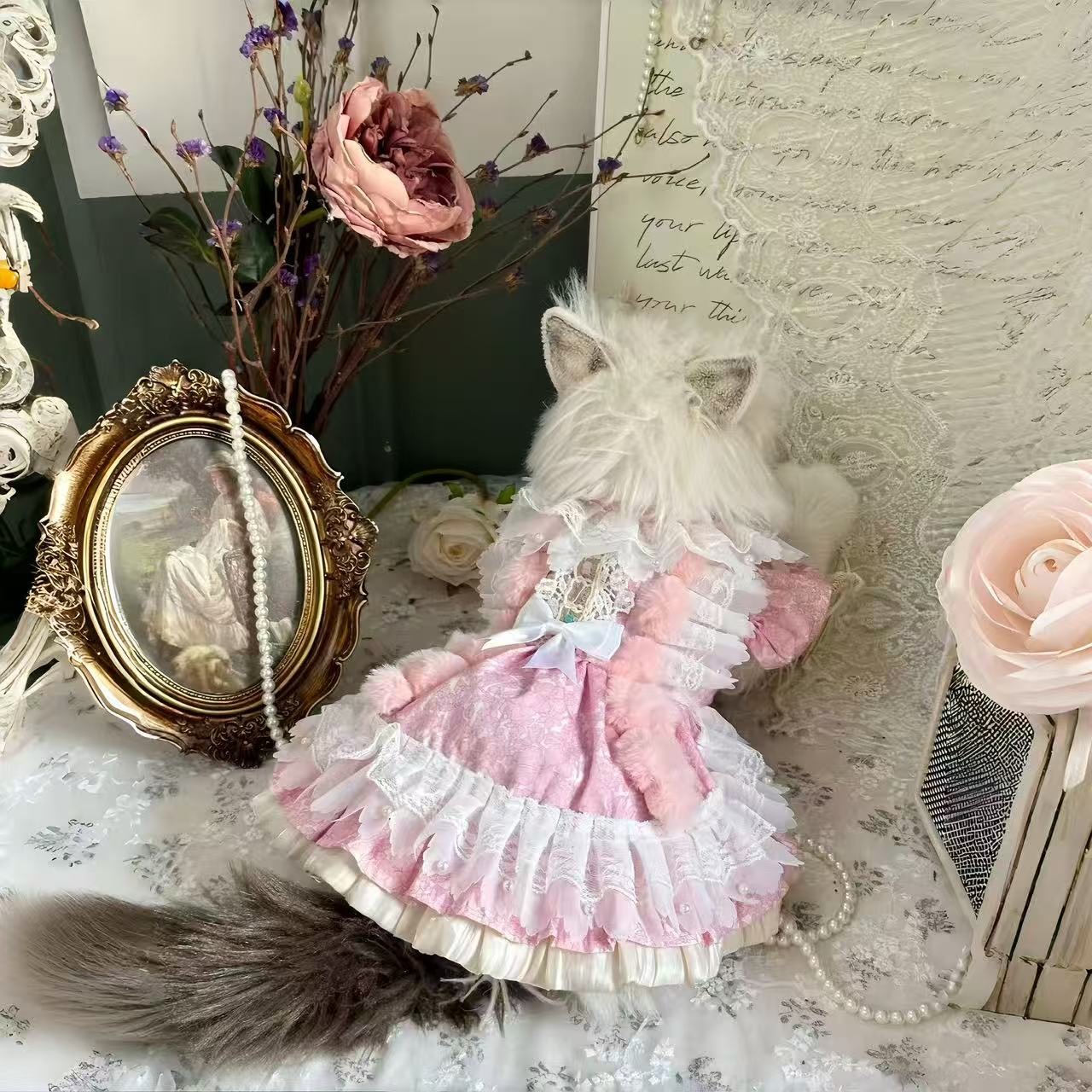 Pink Dream Lace Pet Dress - Hand Made