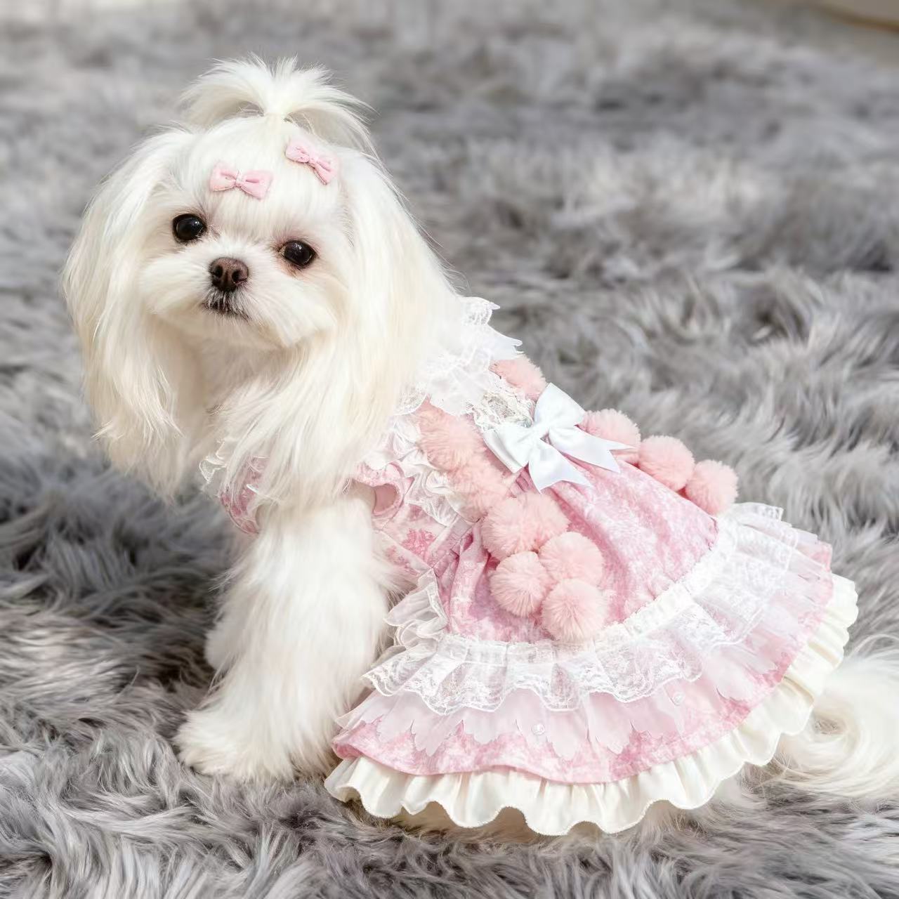 Pink Dream Lace Pet Dress - Hand Made