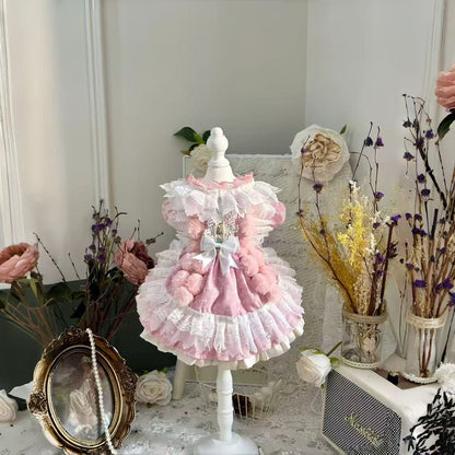 Pink Dream Lace Pet Dress - Hand Made