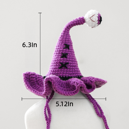 Purple Crochet Halloween Witch Pet Hat