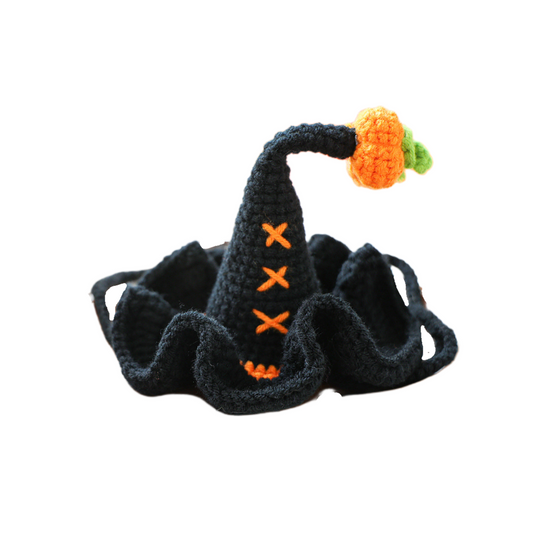 Black Crochet Halloween Witch Pet Hat