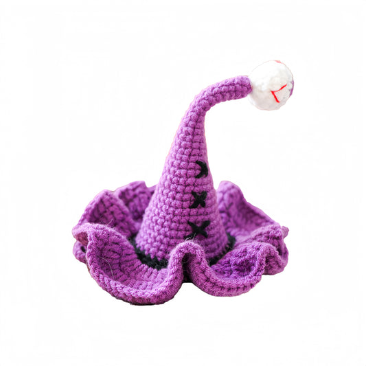 Purple Crochet Halloween Witch Pet Hat