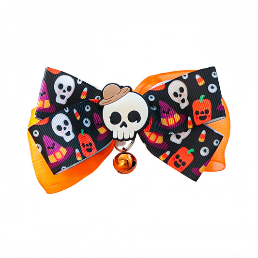 Halloween Skull Bowtie with Bell
