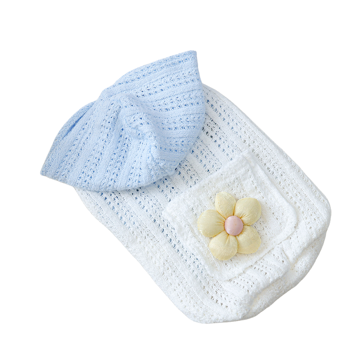 Little Floral Hooded Pet Knitted Coat - Blue