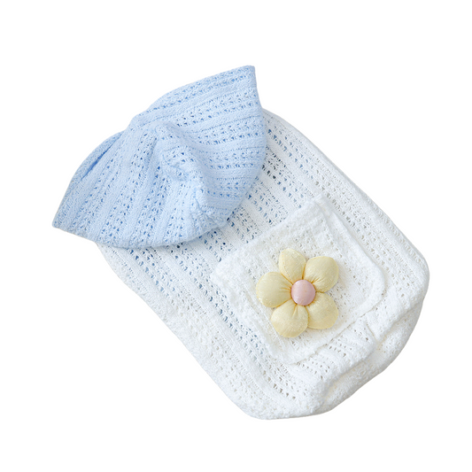 Little Floral Hooded Pet Knitted Coat - Blue
