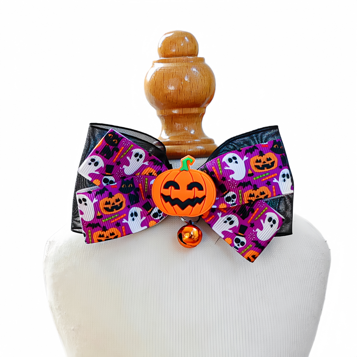 Halloween Pumpkin Ghost Bell Bow