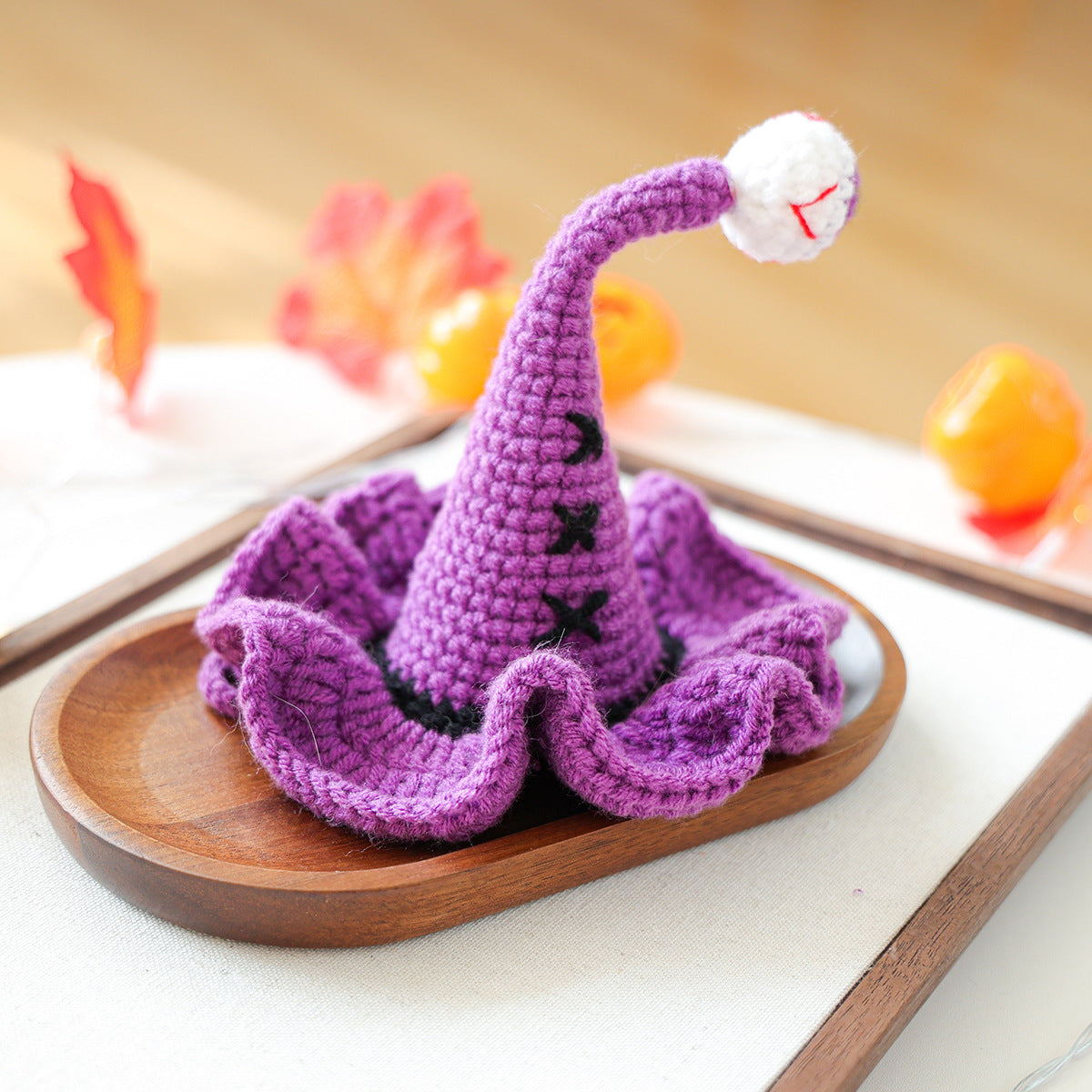Purple Crochet Halloween Witch Pet Hat
