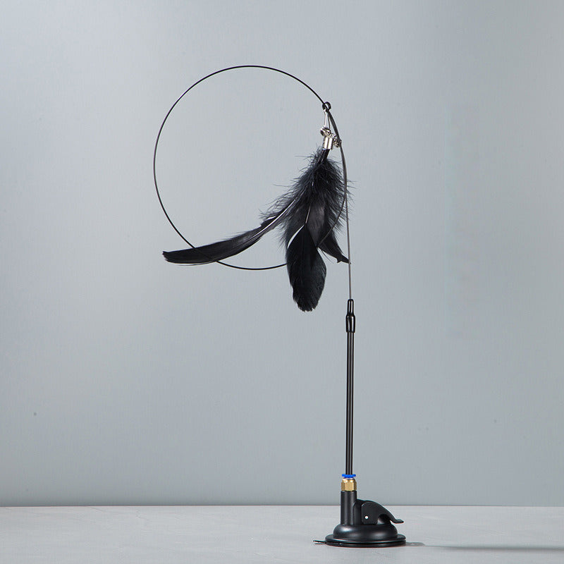 Suction Cup Feather Cat Teaser - Black