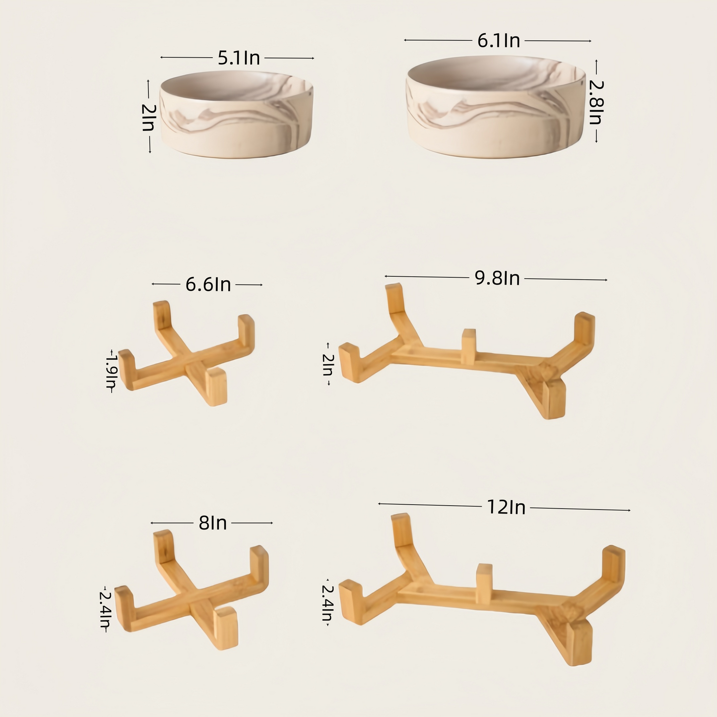 Marbled Double - Bowl Pet Feeder and Waterer