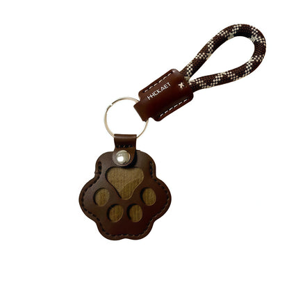 Paw Print Leather Keychain