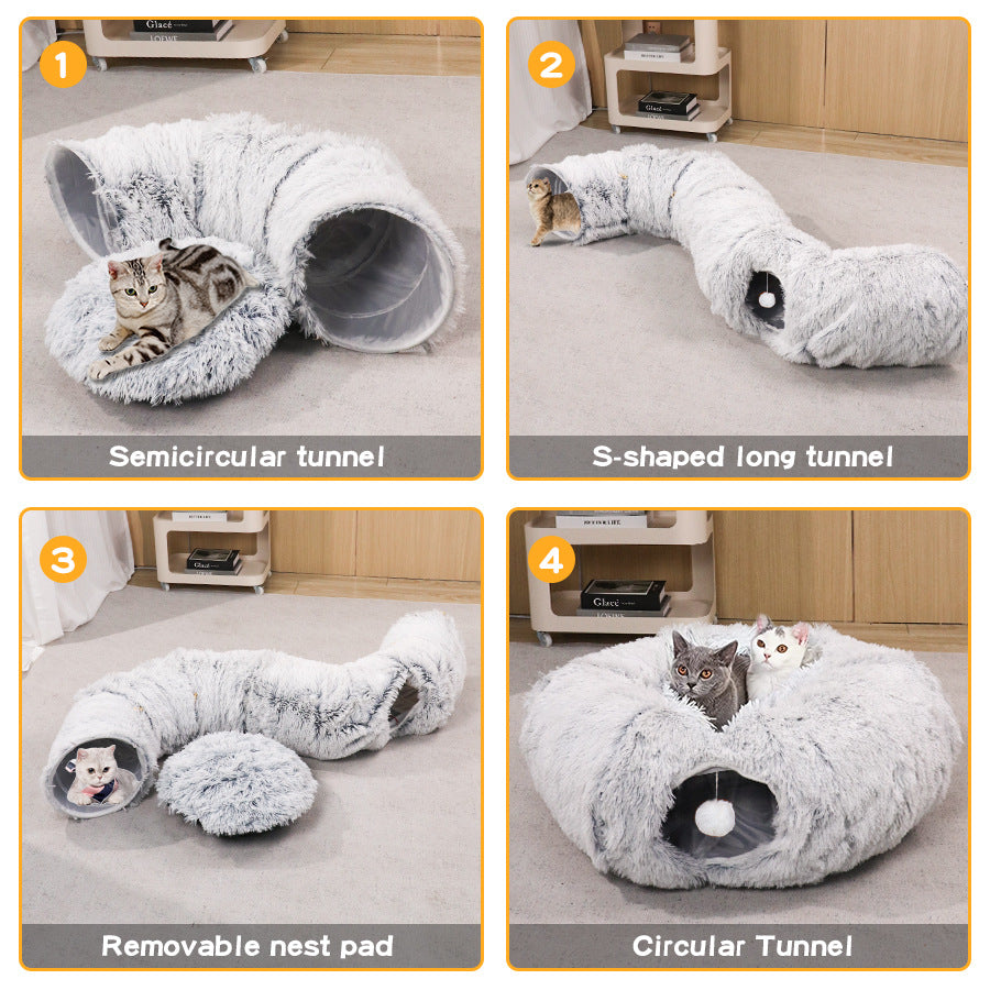Furry Cat Tunnel & Nest Combo
