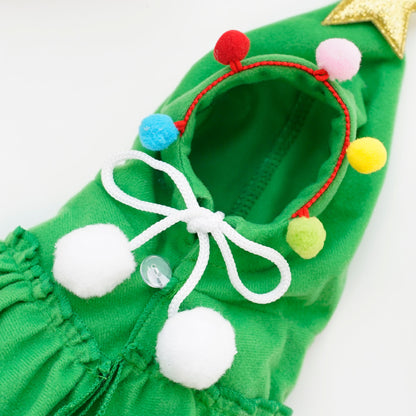 Starry Christmas Pet Pom-Pom Riding Hood - Green