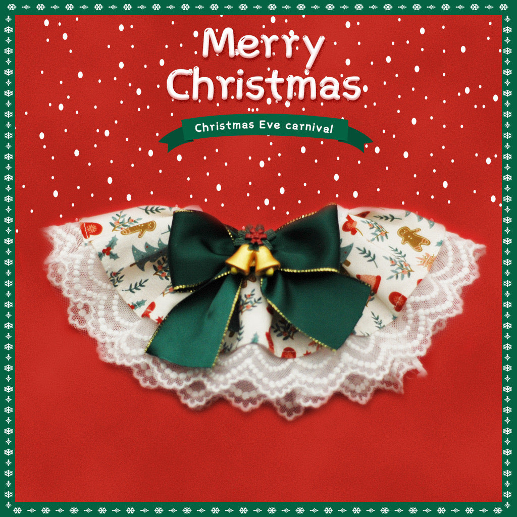 Christmas Tale Pet Lace Bell Bow