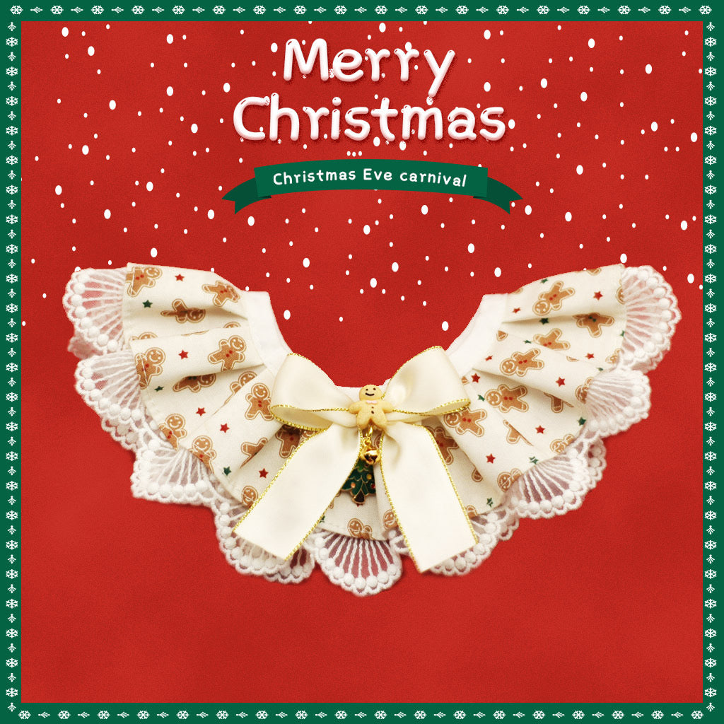 Christmas Gingerbread Pet Lace Bow Accessory