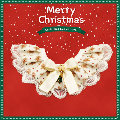Christmas Gingerbread Pet Lace Bow Accessory