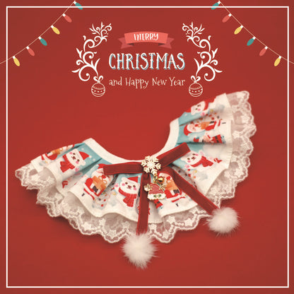 Christmas Cute Bear Lace Pet Collar Accessory