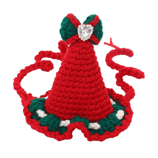 Christmas Crochet Diamond Cute Pet Hat