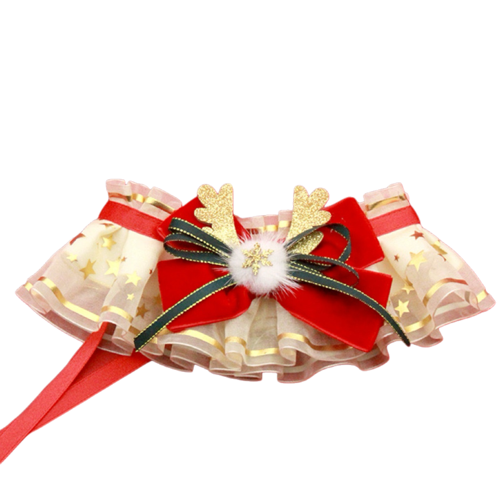 Christmas Golden Deer Star Pet Collar Accessory