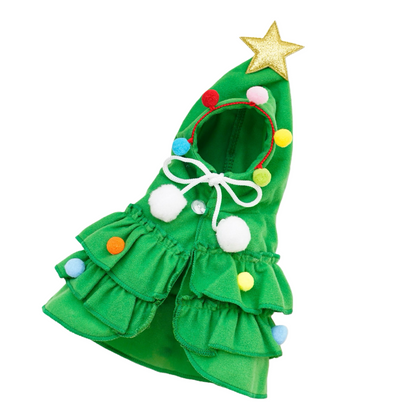Starry Christmas Pet Pom-Pom Riding Hood - Green