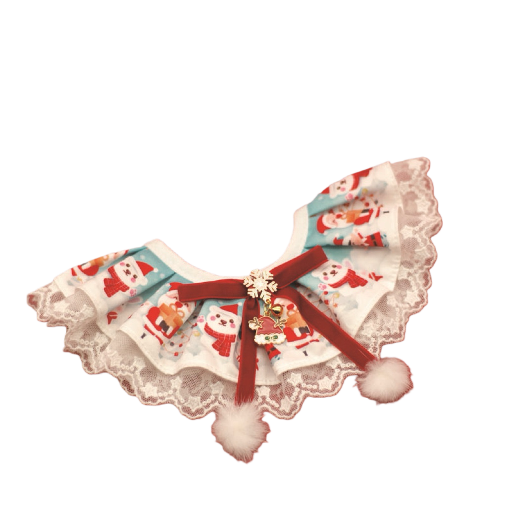 Christmas Cute Bear Lace Pet Collar Accessory