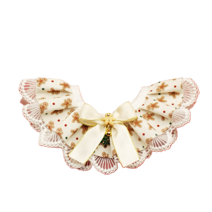 Christmas Gingerbread Pet Lace Bow Accessory