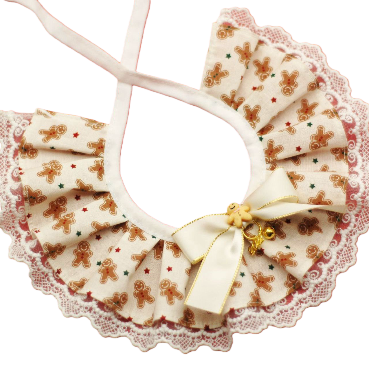 Christmas Gingerbread Pet Lace Bow Accessory