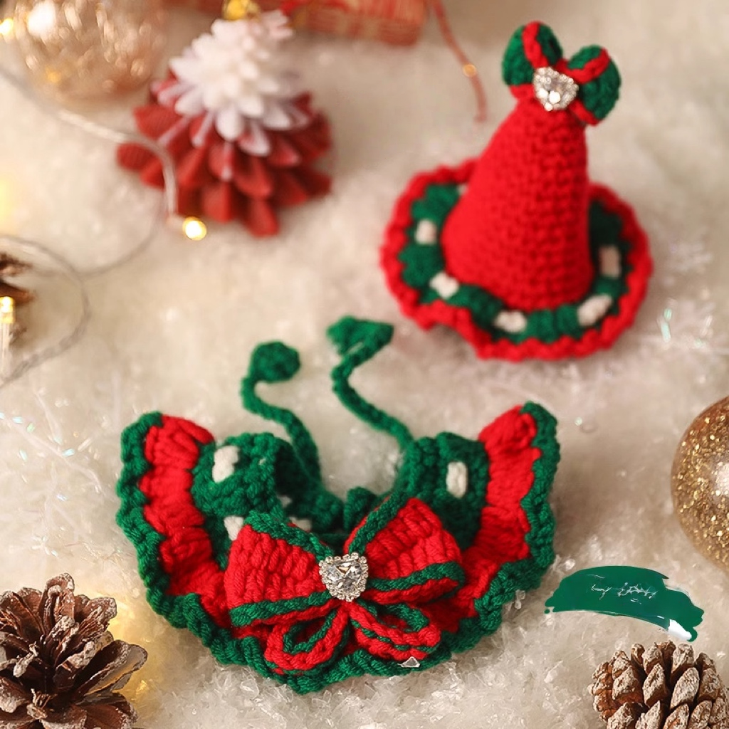 Christmas Knitted Pet Collar Accessory