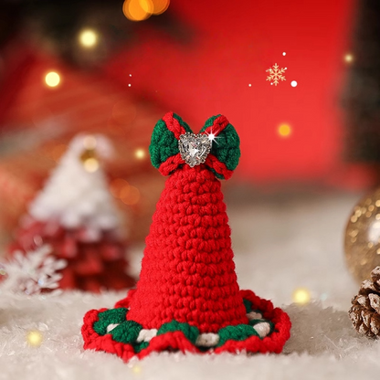 Christmas Crochet Diamond Cute Pet Hat
