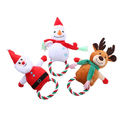 Christmas Cute Pet Rope Knot Interactive Toy Set