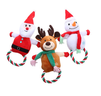 Christmas Cute Pet Rope Knot Interactive Toy Set