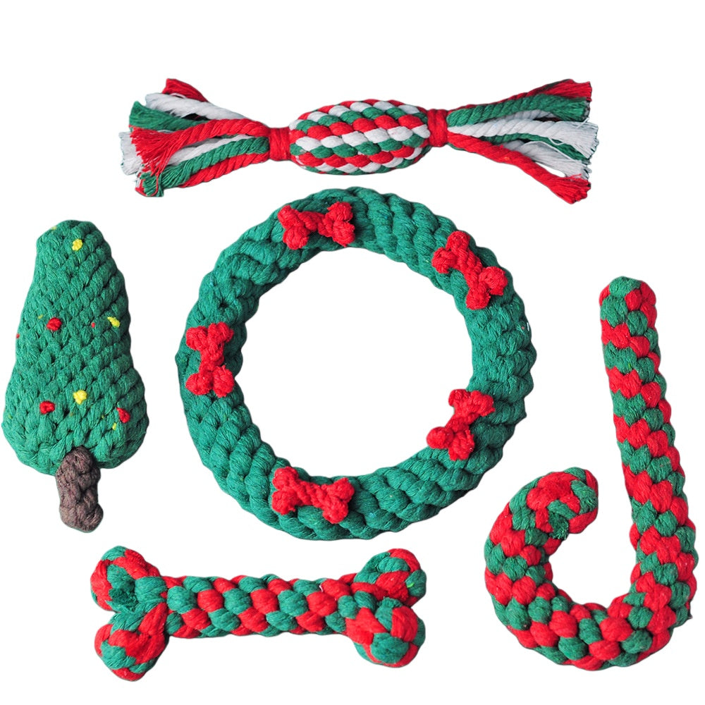 Christmas Woven Pet Fun Rope Knot Toy Pet
