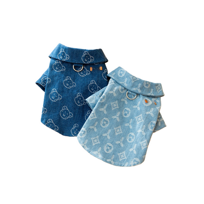 Cuddly Blue Bear Demin Pet Top