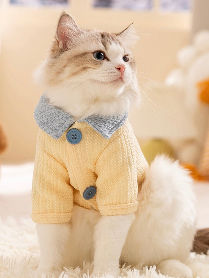 Creamy Yellow Pet Collar Cardigan