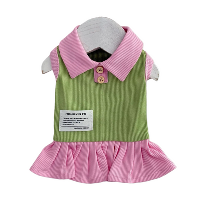 Pink-Green Preppy Pet Dress