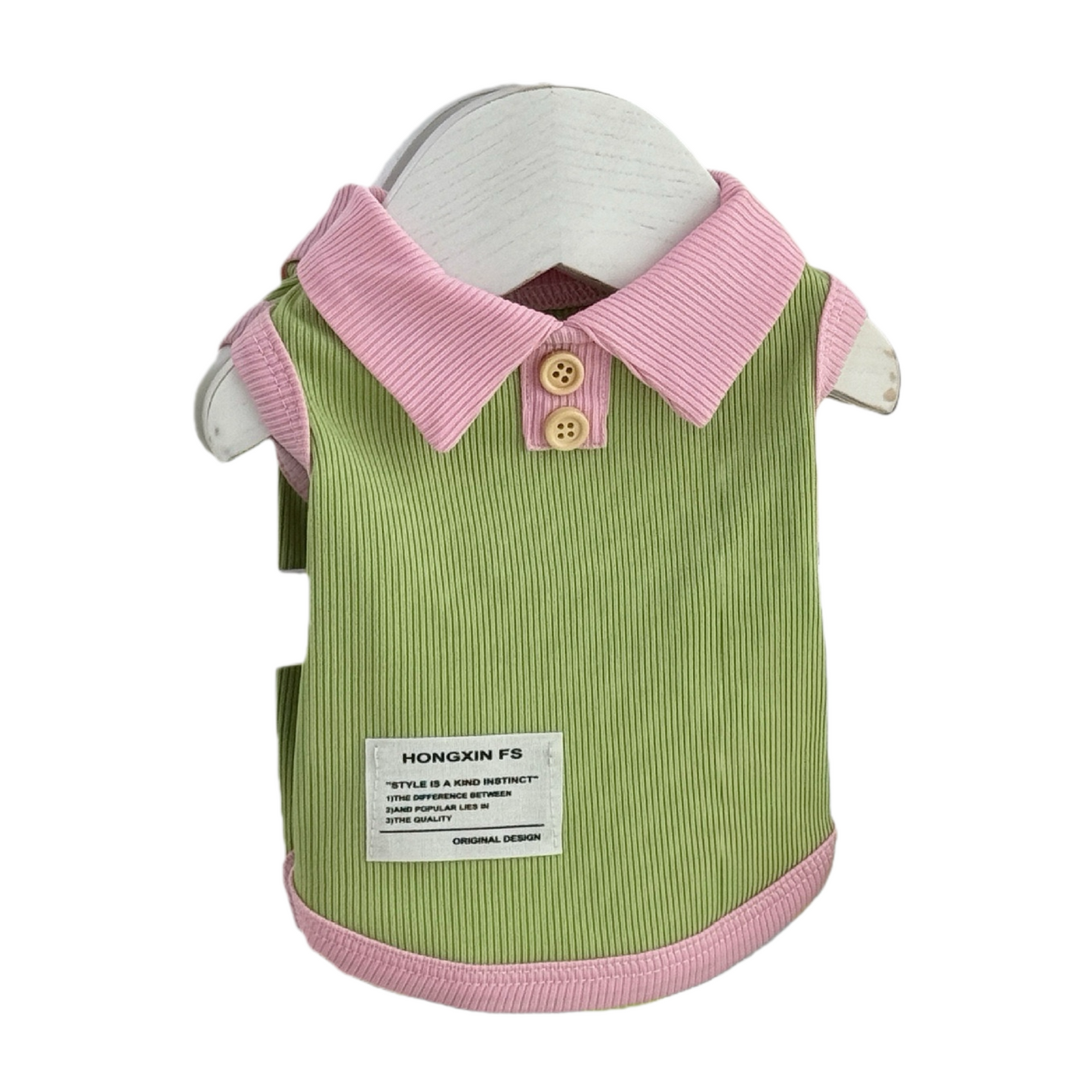 Avocado & Pink Ribbed Pet Top