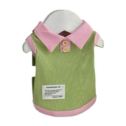 Avocado & Pink Ribbed Pet Top