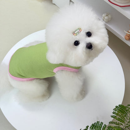 Avocado & Pink Ribbed Pet Top