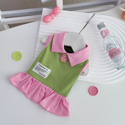 Pink-Green Preppy Pet Dress