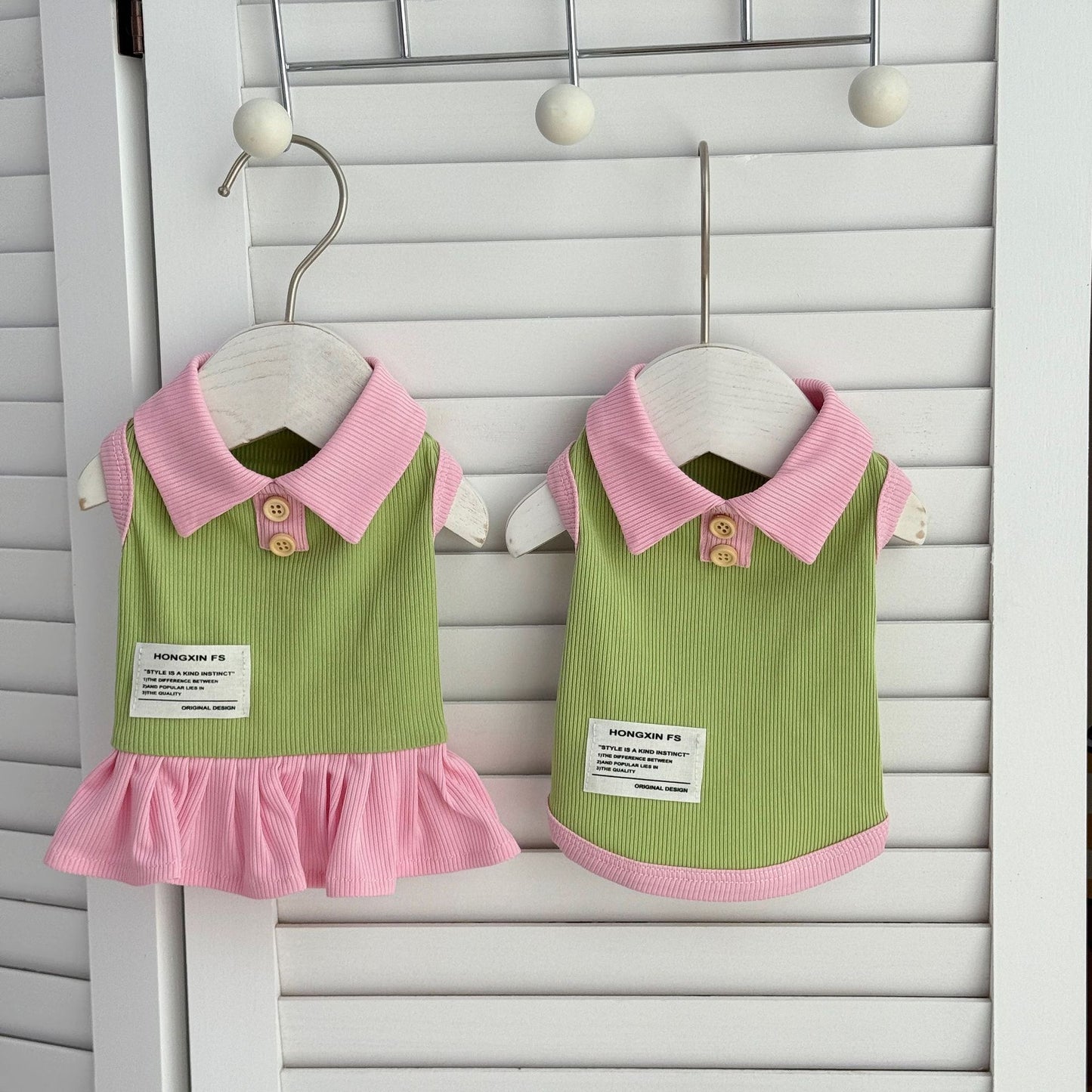 Pink-Green Preppy Pet Dress