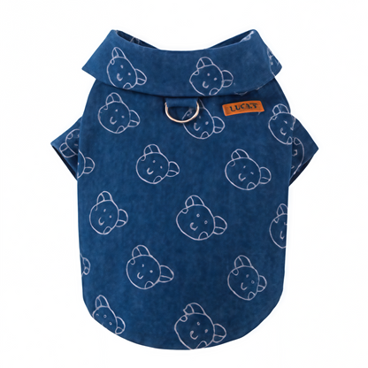 Cuddly Blue Bear Demin Pet Top