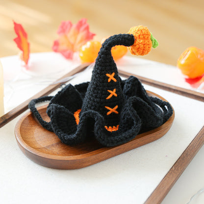 Black Crochet Halloween Witch Pet Hat