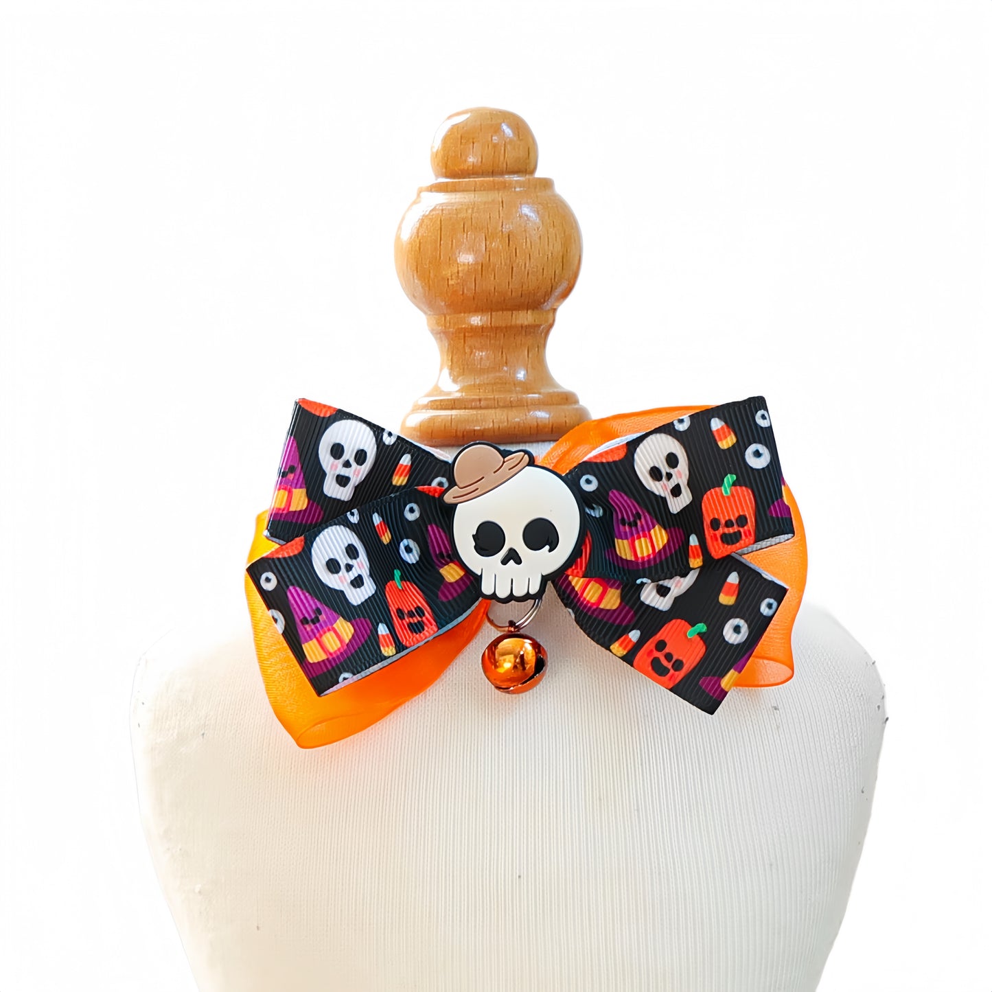 Halloween Skull Bowtie with Bell