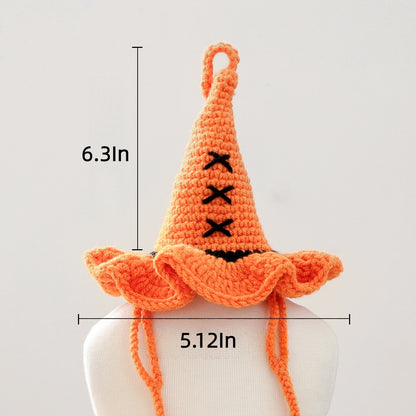 Orange Crochet Halloween Witch Pet Hat