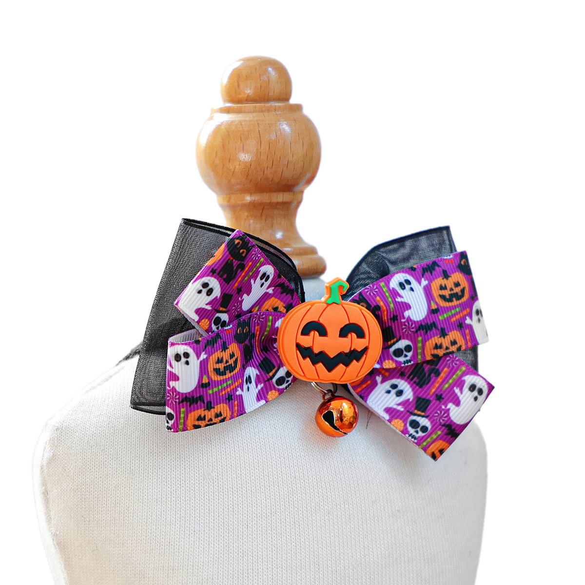 Halloween Pumpkin Ghost Bell Bow