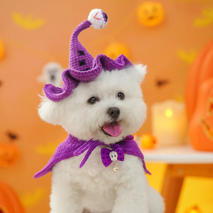 Purple Crochet Halloween Witch Pet Hat