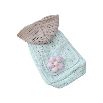 Little Floral Hooded Pet Knitted Coat - Green